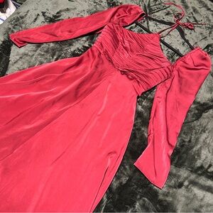 Astr Red Long Sleeve Dress